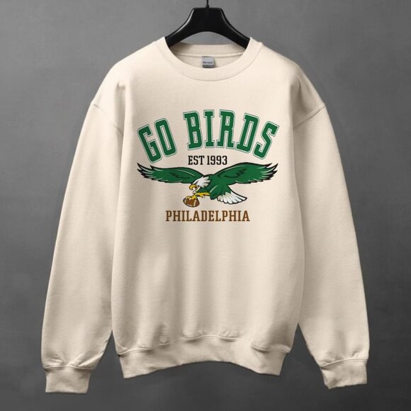Gildan Tops - Vintage Philadelphia Go Birds Sweatshirt Sand, Philadelphia Eagles Fan Shirt Tee